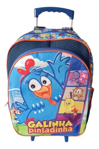 Mochila Turma Da Galinha Escolar Infantil Rodinhas Grande