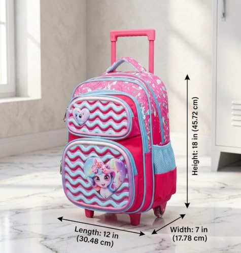 Image of ADSON 3D Embossed School Trolley Bag Large School Bag for Boy Girl, Kids School Bag, Travel Backpack for Girl Boy, Ideal for Children Trolley 16 Inch Water Resistant