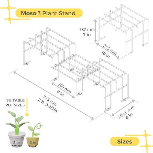 Meshable Moso Flower Pot Stand | Elegant and Functional Floor-Mounted Plant Stand | Rust Free Pot Stand for Indoor & Outdoor | DIY Stand for 3 Plants