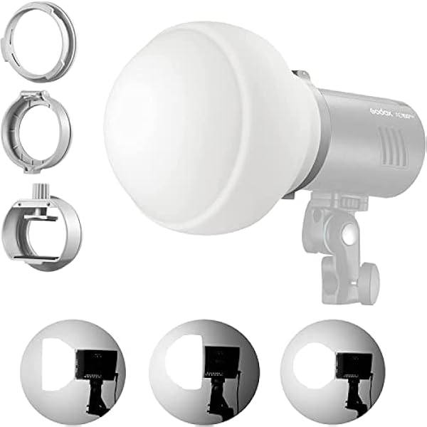 Godox ML-CD15 zestaw kopuły dyfuzyjnej (3 pierścienie adapterów w zestawie), składany dyfuzor do ML30 ML30Bi ML60 ML60Bi V1S V1C V1N V1O V1F V850III V860III TT685II AD100/200/300/400Pro