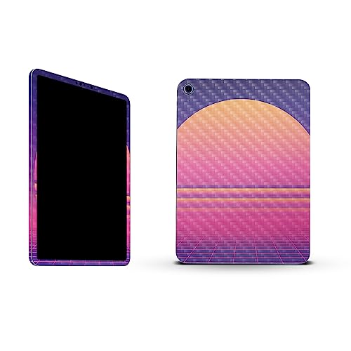 Image of MightySkins Carbon Fiber Skin Compatible with Apple iPad 10.9 inch 10th Gen (2022) Full Wrap Kit - Synthwave Sunset | Protective, Durable Textured Carbon Fiber Finish | Easy to Apply | Made in The USA