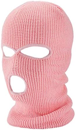 Balaclava Face Mask 3-Hole for Cold Weather, Winter Ski Mask for Men and Women Thermal Cycling Mask MK3 Pink