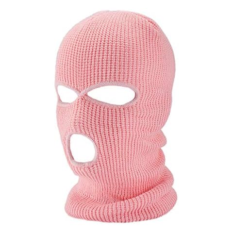 OMGREI Balaclava Face Mask 3-Hole for Cold Weather, Winter Ski Mask for Men and Women Thermal Cycling Mask (Pink) Cover