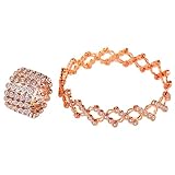 [Ｅｄｉｓｏｎ　Ｂｒａｉｎ] EdisonBrain 伸縮 ブレスレット 指輪 両用 ラインストーン リング ローズゴールド パーティー フォーマル ポーチ付属