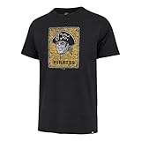47 MLB Men's Official Distressed Cooperstown Primary Logo Premier Franklin T-Shirt (US, Alpha, Large, Regular, Regular, Pittsburgh Pirates - Black)