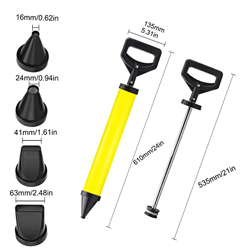 EXLECO Fugenpistole für Mörtel Handmörtelpumpe mit 4 Düse 1 Ersatz-Gummikolben, Gummikolben Mörtelpresse Mörtelspritze Fugenspritze mit Zubehör