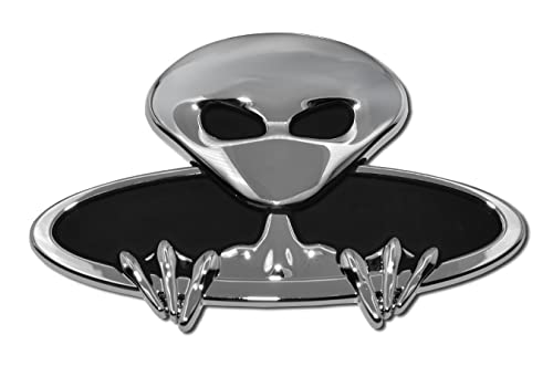 Elektroplate Exclusive Metalhead Collection Alien Chrome All Metal Emblem for Cars, Trucks, and All Auto | Universal Fit at 2.6