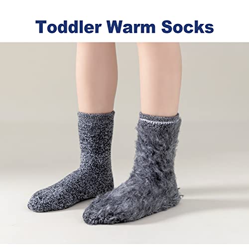 Epeius Baby Thermal Socks Toddler Non-Slip Socks Soft Thick Warm Crew Socks With Grip Brushing Inside Boys Girls 6 Pair Pack,4-6 Years #TOP1