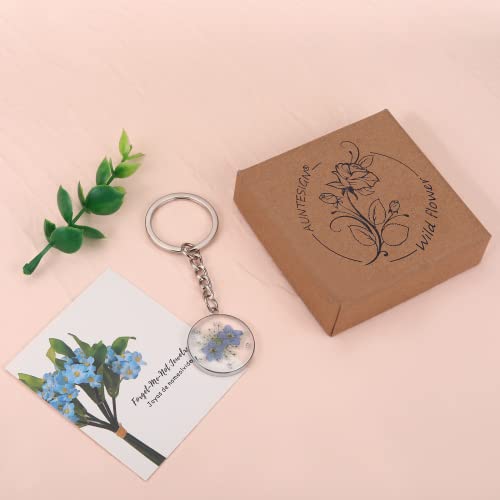 Forget-Me-Not And Queen Anne's Lace Wildflower Keychain | Real Flower Keychain | Personalized Handmade Keychain | Dried Pressed Flower Keychain Charms | Gifts For Her #TOP4