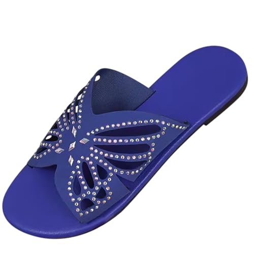 Cocila Sandalias Leather Wedge Plat Mule para Mujer con Punta De, Estilo Retro, Senderismo. Zapatillas Gimnasio (Blue, 39) Suelo Goma Antideslizante Cross Animal Print Cangrejeras Novia Boda