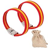 RA RETAIL AMZ Pulsera españa. Pulseras bandera españa elástica hombre/mujer (Unisex) Pulsera bandera españa con cierre. 18 centímetros. Ajustable elástica (1-2 cm). (ROJO X2 UNIDADES)