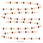 Maroon Gold Party Decorations Burgundy Beige Glitter Gold Paper Love Heart Hanging Banner Garland Streamer for Birthday Wedding Anniversary Engagement Valentines Day Graduation Garnet Party Supplies - Image 2