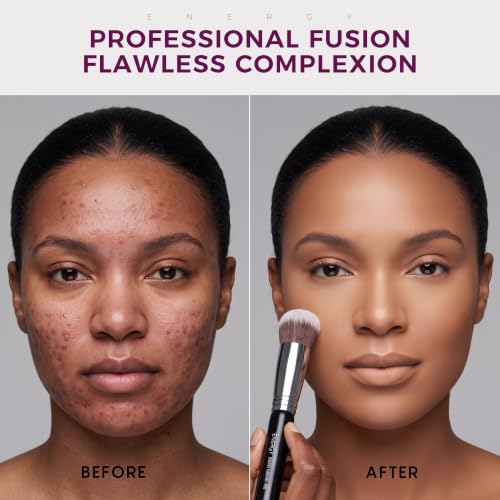 Round Kabuki Foundation Brush - Dense Synthetic Makeup Brush for Liquid, Cream & Powder, Professional Buffing & Blending Tool, All-in-One Face Makeup Tool, Vegan Beauty Gift — view 5
