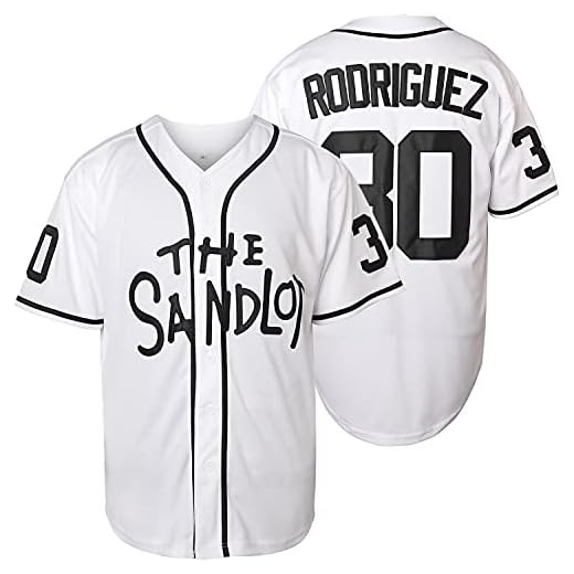 The Sandlot Benny The Jet Rodriguez Michael Squints Palledorous Alan Yeah-Yeah McClennan Bel Air 3D Print Baseball Jersey (Large, 30V-White)