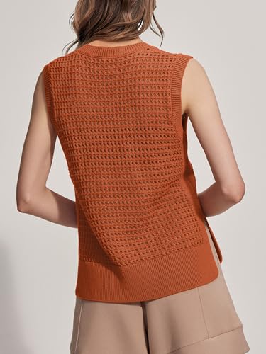 Image of SuperPrity Women's Sweater Vest Sleeveless Crochet Sheer Knit Sweater Tank Casual See Through Crewneck Sweater