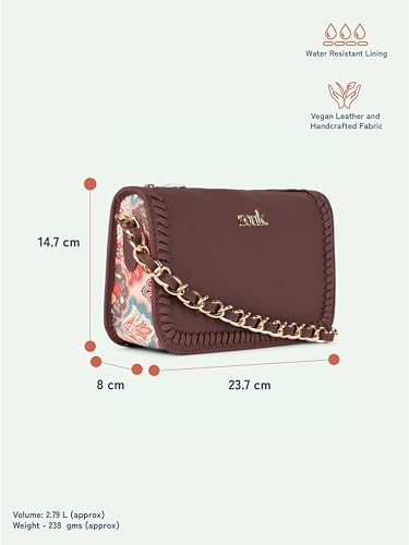Image of ZOUK Small Shoulder Bag Bag for Women | Stylish Vegan Leather Shoulder Bag with Gold Chain Handle | Water-Resistant | Chic & Handcrafted Purse |