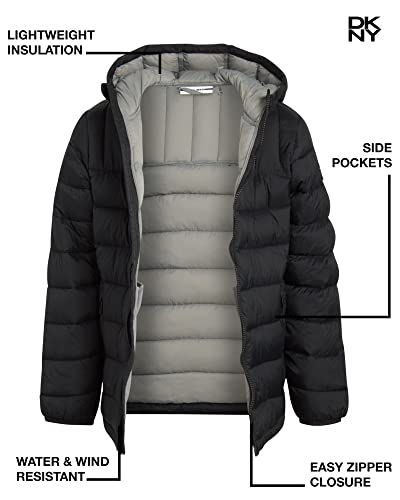 Dkny Boys' Lightweight Jacket - Quilted Bubble Puffer Windbreaker - Weather Resistant Coat For Boys (Sizes: 8-20), Size 10/12, Black #TOP1