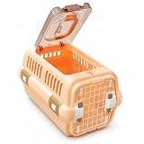 牧小苫＼ｍｓｍｒ ペットキャリー 小型犬 猫用 Mサイズ 36.5×55×35cm 10kg対応 トップオープン ダブルドア ハードクレート キャリーバッグ ゲージ 室内 車移動用 ブルー ホワイト オレンジ (オレンジ, M（36.5×55×35CM）)