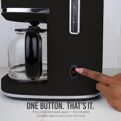 Image of Nostalgia Classic Retro 10 Cup Coffee Maker - One-Touch Drip Brew, Reusable Filter - Anti-Drip, Auto Shutoff, & Time Display - Dishwasher Safe 50 oz Carafe - Black