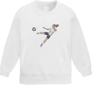 Azeeda 'Football Girl Kick' Kid's Sweatshirt/Jumper (5-6 Years) (KW00105938)