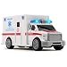 Vokodo Rescue Ambulance Friction Powered 1:20 Scale Toy Car with Lights and Sounds Durable Kids Medical Transport Emergency Vehicle Push and Go Pretend Play Van Great Gift for Children Boys Girls