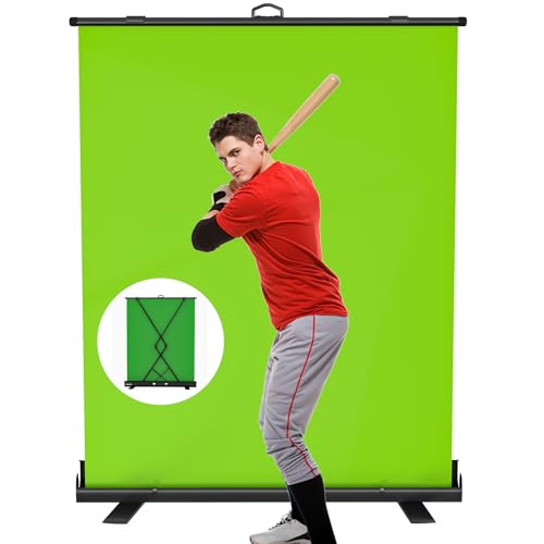 WASJOYE Green Screen Background with Stand, Portable Collapsible Chroma Key Backdrop, Auto-Locking Wrinkle-Resistant Photography Background for Video, Live Game, Studio, Black Case.(200 * 150cm)