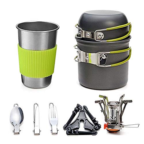 WYLDDP Camping Cookware Stove Carabiner Canister Stand Tripod and Stainless Steel Cup,Tank Bracket for Backpacking, Outdoor Camping Hiking and Picnic