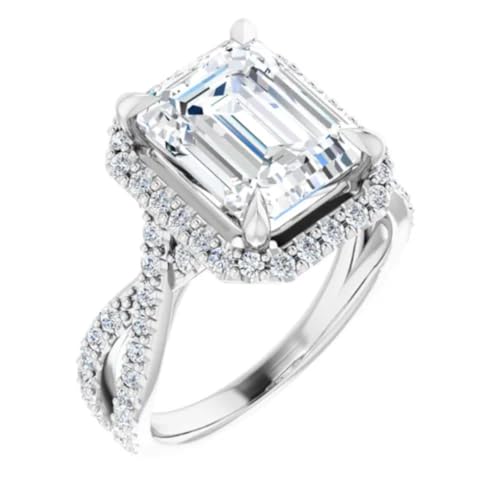 Bridal Engagement Ring 3-5 Carats Moissanite Halo Wedding Ring Infinity-Shank Promise Gifts for Her | 925 Silver, 10K/14K/18K Solid Gold Jewelry4