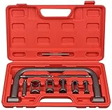 【Kit de herramientas completo】 Incluye 1 abrazadera de compresión de resorte "C", 5 adaptadores (diámetro exterior: 16 mm, 19 mm, 23 mm, 25 mm, 30 mm), 3 tornillos de extensión, 1 barra de compresión.