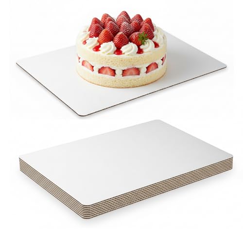 QMNWJMR 8PCS Rectangle Cake Boards,13.75 x 9.75 Inch White Greaseproof Cardboard, Disposable Half Sheet Cake Board Trays for Sheet Cakes, Pastries, Bakery and Catering