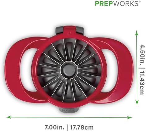 Progressive Prepworks by 16-Slice Thin Apple Slicer and Corer, GPC-2701, Perfect for Apples or Pears, Attached Safety Cover Protect Fingers While in-Use and Blades While in Storage, Red