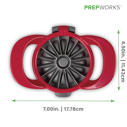 Progressive Prepworks by 16-Slice Thin Apple Slicer and Corer, GPC-2701, Perfect for Apples or Pears, Attached Safety Cover Protect Fingers While in-Use and Blades While in Storage, Red