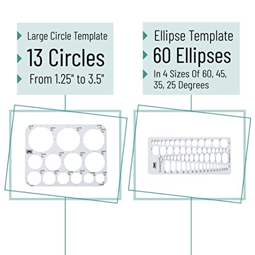 Mr. Pen French Curve - Large Circle & Ellipse Templates (6 Pc), Curve Ruler, Drawing & Drafting Tools, Geometry & Architectural Templates, Journaling Supplies