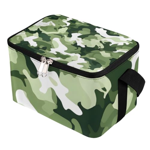 Lunch Bags for Women Men 9 Cans,Fashion Camo Green Hot & Cold Food Delivery Bag Insulated Grocery Bag Insulated Lunch Box Camouflage Texture Cooler Bag for Office Work Picnic Beach