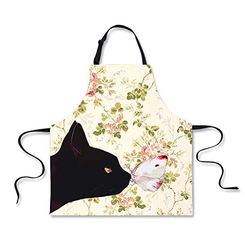 Boyoung Tablier imperméable à Motif Chat avec Bretelles de Cou réglables pour Homme et Femme Moderne One Size Cat02 Cover