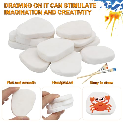 VZXZXE 12 Stück Steine zum Bemalen Flach Weiße Kieselsteine zum Malen 3-7cm Dekosteine Weiß, Weiße Steine zum Bemalen Dekosteine für Bunte Malerei & Dekoration Steine Bemalen Set