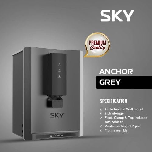 Image of Kenzz SKY Metallic RO Water Purifier | 9-10 L Storage | RO + UV + TDS Adjuster + Mineraliser | High Purification Capacity 14-18 L /hr | Suitable for High TDS Water up to 2500 PPM | (Anchor Grey)