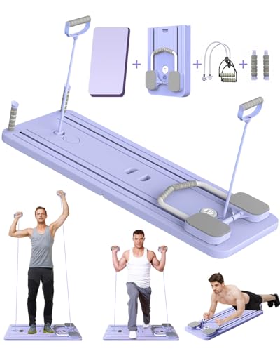 Giabuao Tabla de Pilates, Plegable, multifunción, con Rodillo de Abdominales con Soporte para Codo, máquina de Ejercicio Abdominal, Rebote automático y Cuerda de tensión para Gimnasio en casa