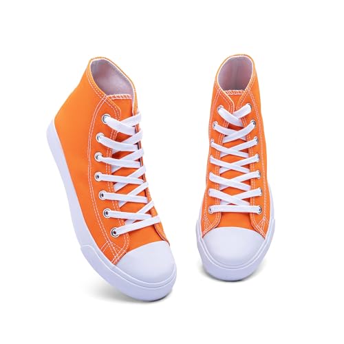 Image of Women's High-Top Canvas Sneakers - Classic Lace-Up Casual Shoes with Extra Shoelaces - Comfortable, Stylish, and Durable