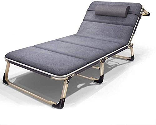 Chaise de pont pliante grise pour sieste au bureau et lit de plage portable