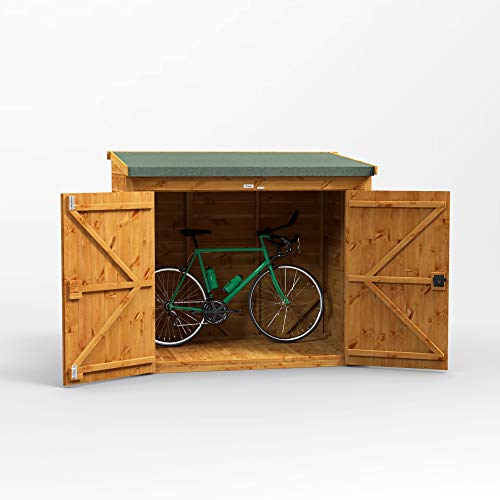 POWER High Grade Premium Pent Bike/Bicycle Wooden Shed with Security Features, Door and window Flexibility, made from 12mm Extra Thick Timber