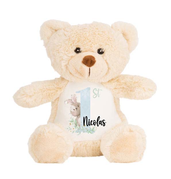 Crafted Memories - Personalised Teddy Bear | Custom Name Plush Toy for Newborns & 1st Birthday | Ideal Christening & Baptism Item | Baby Soft Toy | 26-34cm, Flower Girl Teddy, Customised Keepsake