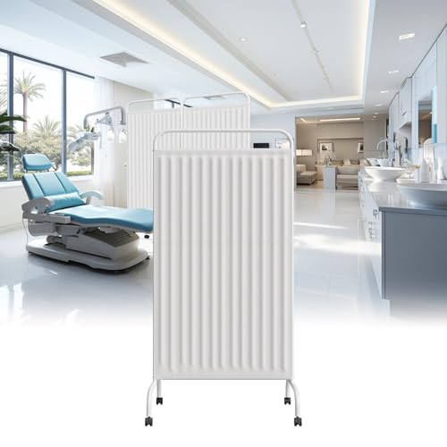 6FT Medical Privacy Screen with Wheels, Portable Medical Room Divider with Lockable Casters, Freestanding Room Partition Wall Divider for Hospitals Clinics Bedrooms Beauty Salon (1, White)