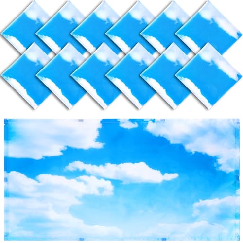 Hortsun 12 Pcs Fluorescent Light Covers Bulk, 4 x 2 ft Magnetic Fluorescent Drop Ceiling Lighting Covers Light Filter Shade for Home, Office, Hospital, School Classroom Decoration(Blue Sky Cloud)