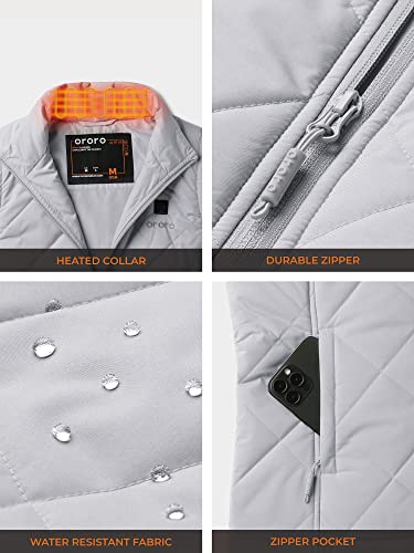 Ororo [Upgraded Battery] Women's Heated Vest With Battery Pack, Lightweight Quilted Heating Vest (Light Grey,L) #TOP3