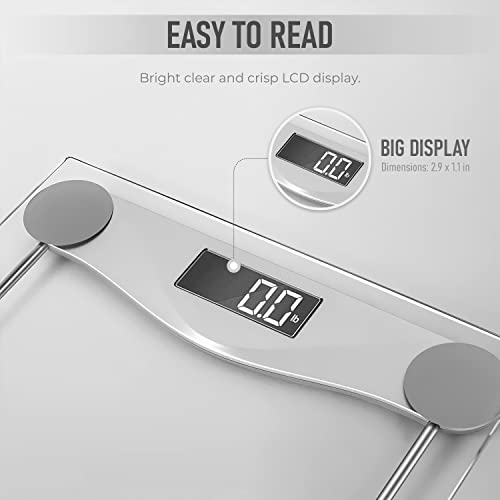 Digital Body Weight Bathroom Scale, Large White Lcd Backlight Display, High Precision Measurements,6Mm Tempered Glass, 400 Pounds. #TOP2