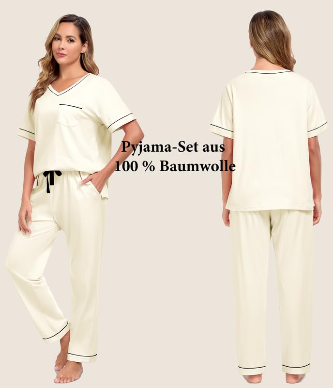 COLORFULLEAF Negligee - Camicia da notte da donna, a maniche lunghe, con scollo a V, da donna