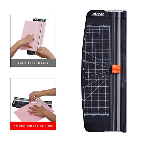 artat 12-inch paper cutter with retractable safety blade a4 portable trimmer for cardstock laminated paper photos crafts gift cards coupons kraft labels auto-lock amp precise cutting