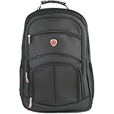 Mochila Executiva Impermeável, Compartimento para Notebook, Alça com Cabo de Aço, Entrada para Fone de Ouvido, Preta