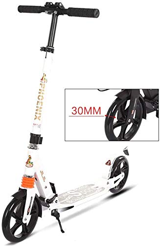 lqgpsx Adult Kick Scooter with Big Wheels and Dual Suspension, Folding Commuter Scooter with Storage Basket, Height Adjustable - Supports 100 kg (Color : White) Sale